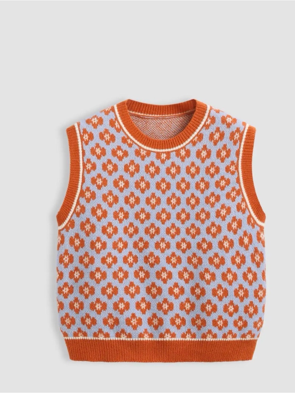 Cider Orange Floral Knit Vest